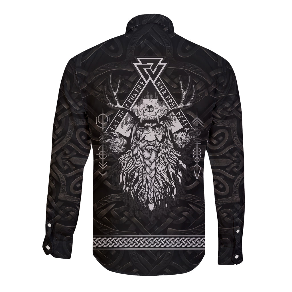 Viking Long Sleeve Button Shirt Norse Enigma Odin's Vision - Wonder Print Shop