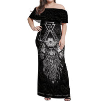 Viking Off Shoulder Maxi Dress Norse Enigma Odin's Vision - Wonder Print Shop