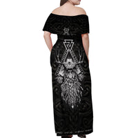 Viking Off Shoulder Maxi Dress Norse Enigma Odin's Vision - Wonder Print Shop