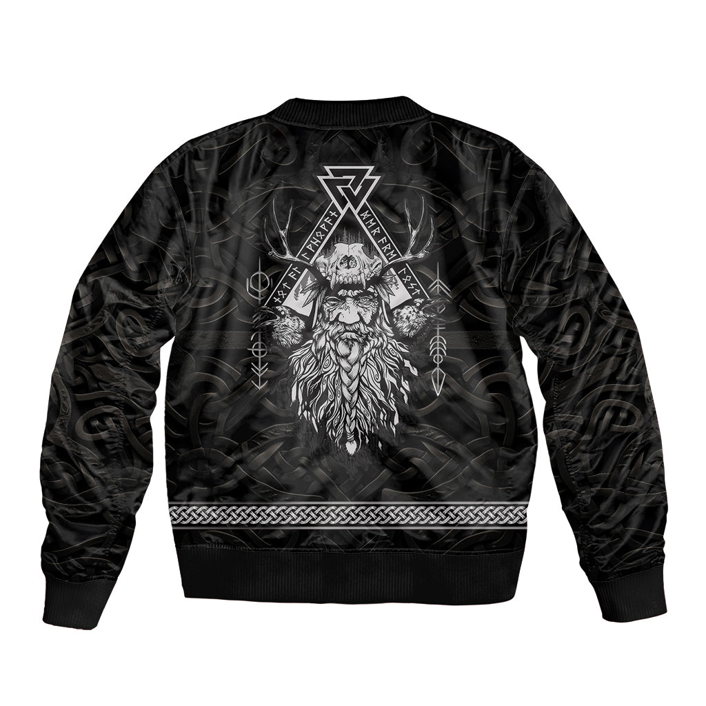 Viking Sleeve Zip Bomber Jacket Norse Enigma Odin's Vision - Wonder Print Shop