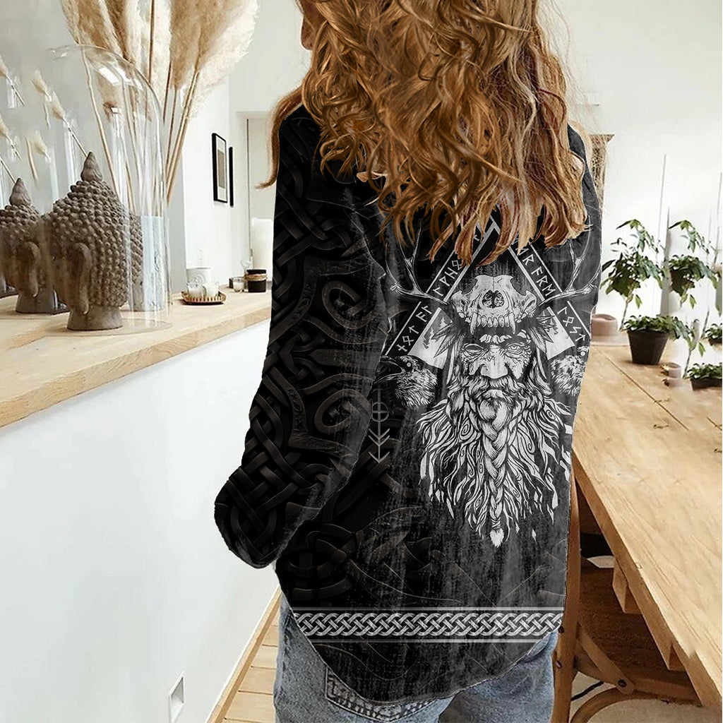 Viking Women Casual Shirt Norse Enigma Odin's Vision - Wonder Print Shop