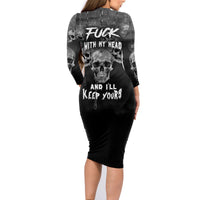 Skull Family Matching Long Sleeve Bodycon Dress and Hawaiian Shirt I'll Keep You - Wonder Print Shop