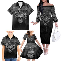 Skull Family Matching Off Shoulder Long Sleeve Dress and Hawaiian Shirt I'll Keep You - Wonder Print Shop