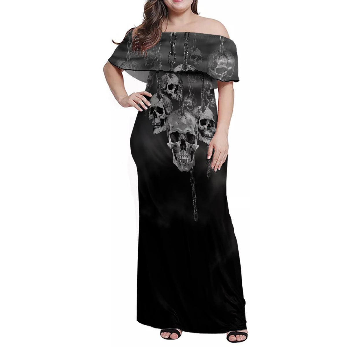 Skull Family Matching Off Shoulder Maxi Dress and Hawaiian Shirt I'll Keep You - Wonder Print Shop