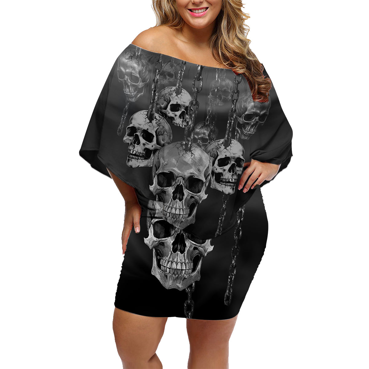 Skull Family Matching Off Shoulder Short Dress and Hawaiian Shirt I'll Keep You - Wonder Print Shop