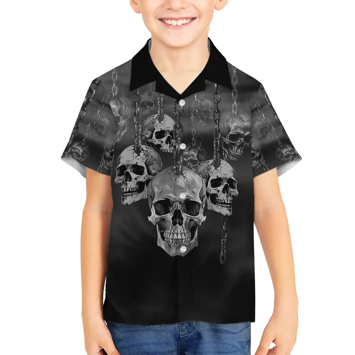 Skull Family Matching Off Shoulder Short Dress and Hawaiian Shirt I'll Keep You - Wonder Print Shop