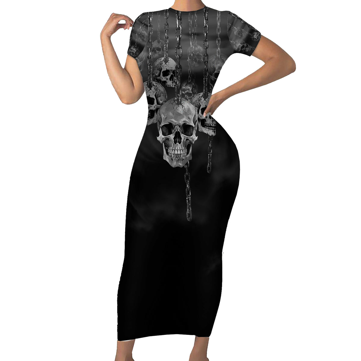 Skull Family Matching Short Sleeve Bodycon Dress and Hawaiian Shirt I'll Keep You - Wonder Print Shop