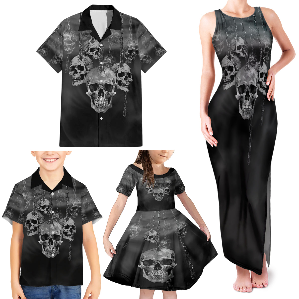 Skull Family Matching Tank Maxi Dress and Hawaiian Shirt I'll Keep You - Wonder Print Shop