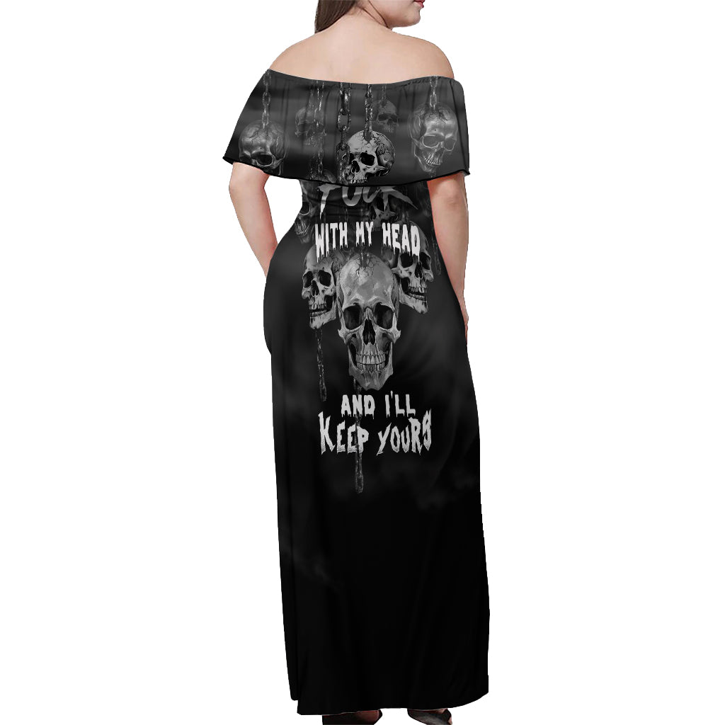 Skull Off Shoulder Maxi Dress I'll Keep You - Wonder Print Shop