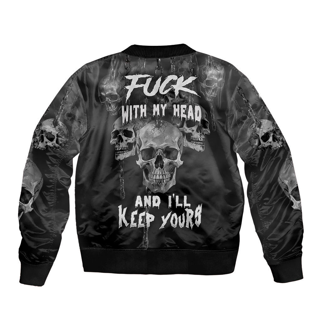 Skull Sleeve Zip Bomber Jacket I'll Keep You - Wonder Print Shop