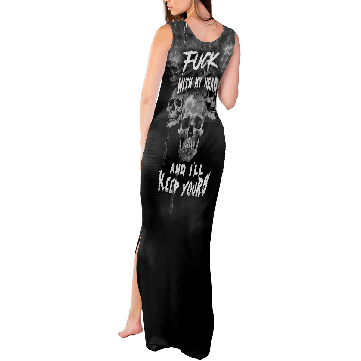 Skull Tank Maxi Dress I'll Keep You - Wonder Print Shop