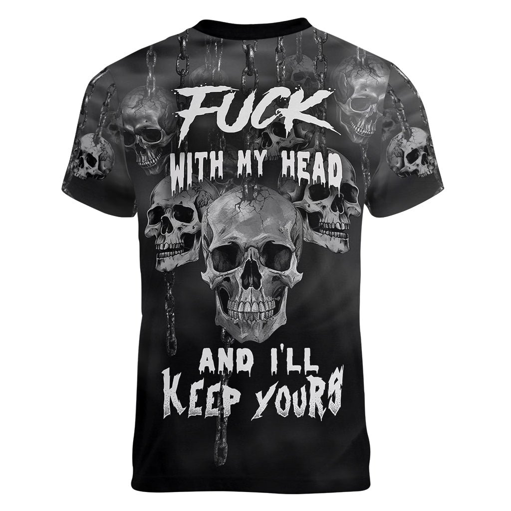 Skull Women V Neck T Shirt I'll Keep You - Wonder Print Shop