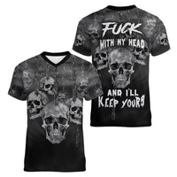 Skull Women V Neck T Shirt I'll Keep You - Wonder Print Shop