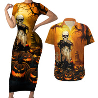 Happy Halloween Party Couples Matching Short Sleeve Bodycon Dress and Hawaiian Shirt - Wonder Print Shop