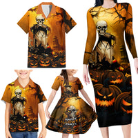 Happy Halloween Party Family Matching Long Sleeve Bodycon Dress and Hawaiian Shirt - Wonder Print Shop