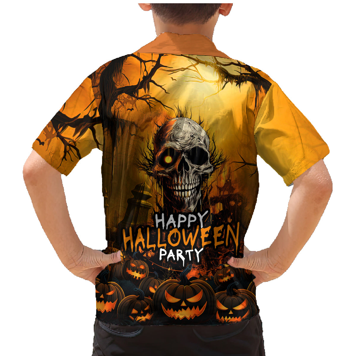 Happy Halloween Party Family Matching Mermaid Dress and Hawaiian Shirt - Wonder Print Shop