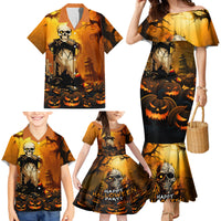 Happy Halloween Party Family Matching Mermaid Dress and Hawaiian Shirt - Wonder Print Shop