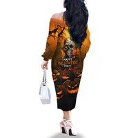 Happy Halloween Party Family Matching Off Shoulder Long Sleeve Dress and Hawaiian Shirt - Wonder Print Shop