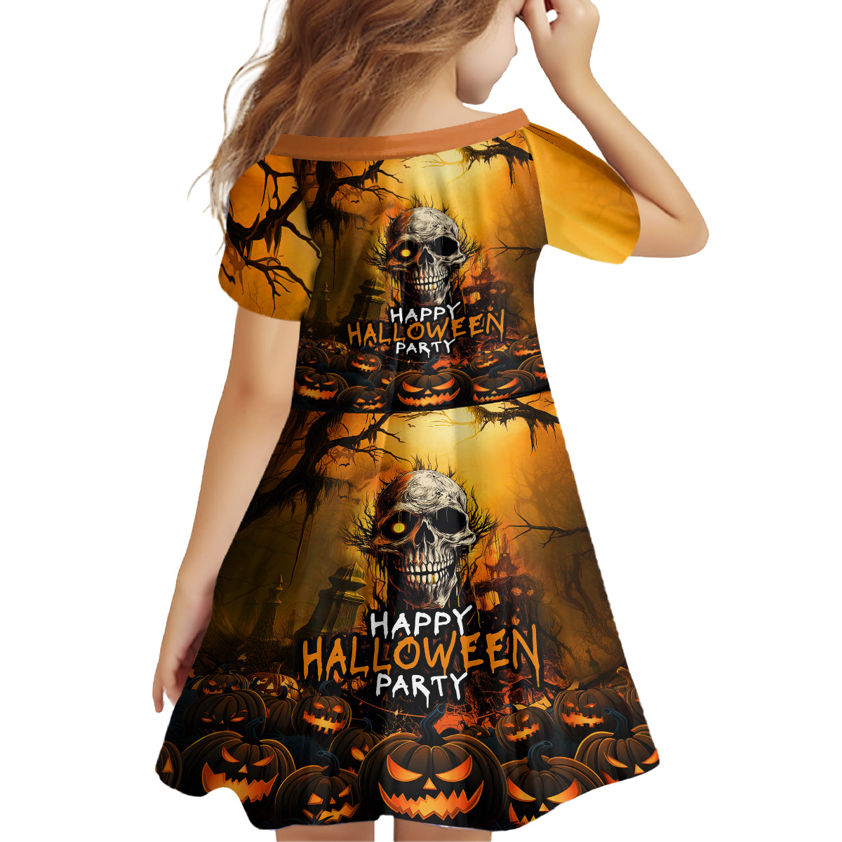 Happy Halloween Party Family Matching Off Shoulder Maxi Dress and Hawaiian Shirt - Wonder Print Shop