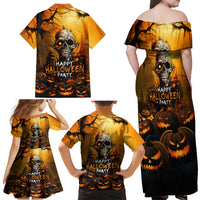 Happy Halloween Party Family Matching Off Shoulder Maxi Dress and Hawaiian Shirt - Wonder Print Shop