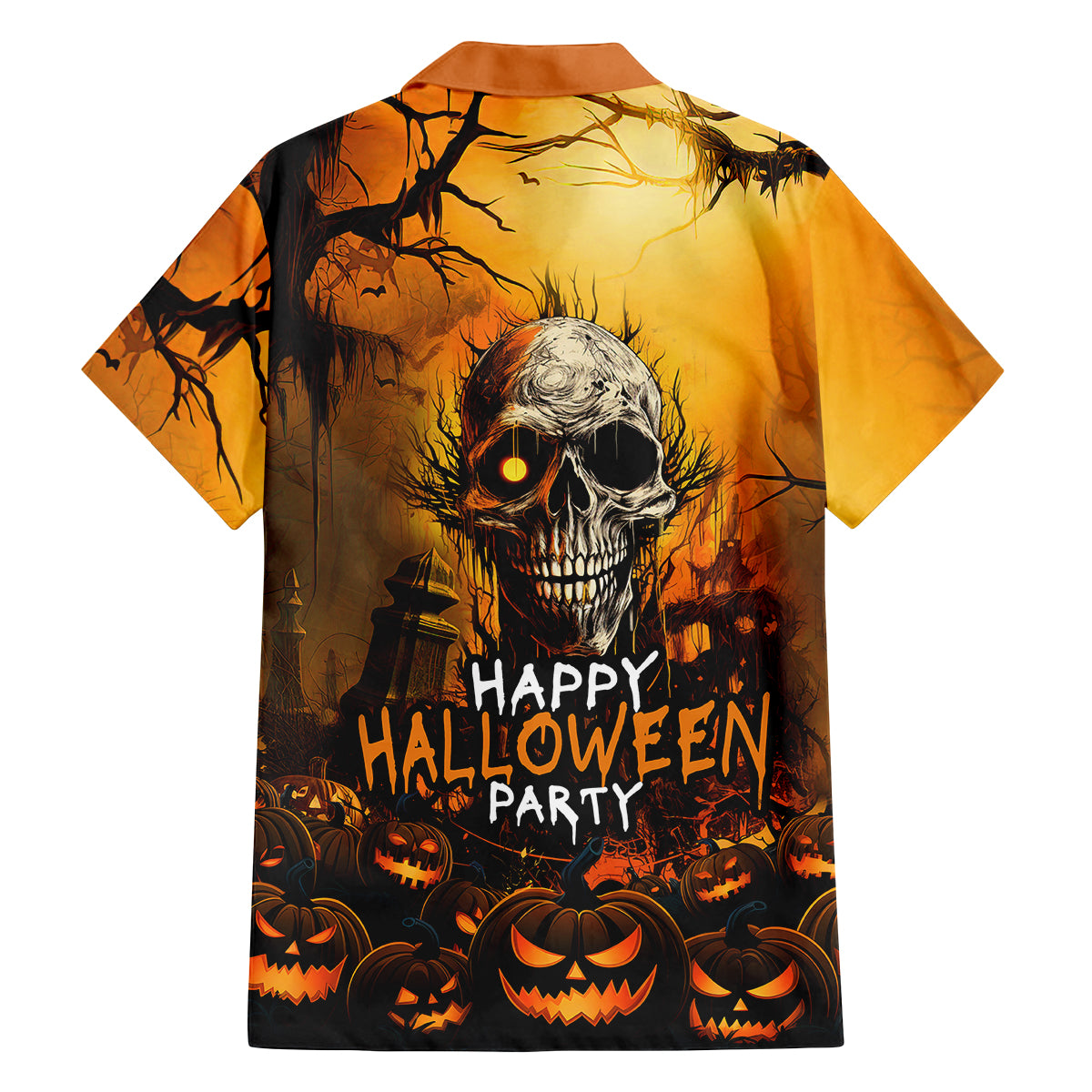 Happy Halloween Party Family Matching Off Shoulder Maxi Dress and Hawaiian Shirt - Wonder Print Shop