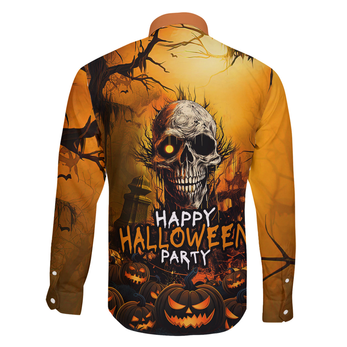 Happy Halloween Party Family Matching Off Shoulder Short Dress and Hawaiian Shirt - Wonder Print Shop