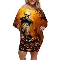 Happy Halloween Party Family Matching Off Shoulder Short Dress and Hawaiian Shirt - Wonder Print Shop