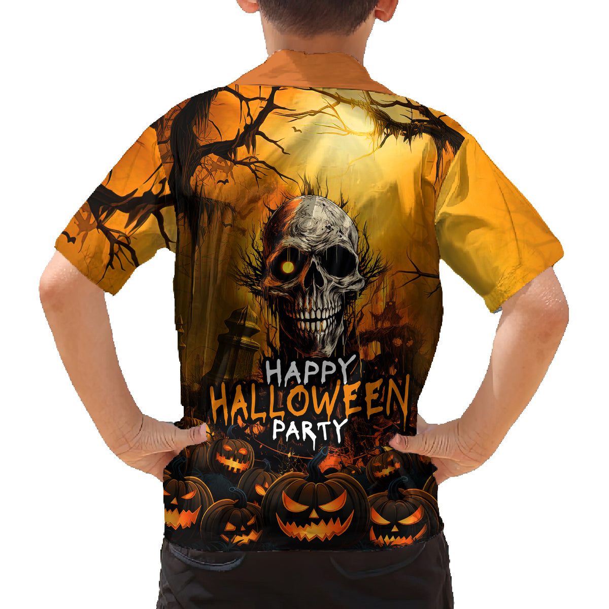 Happy Halloween Party Family Matching Summer Maxi Dress and Hawaiian Shirt - Wonder Print Shop