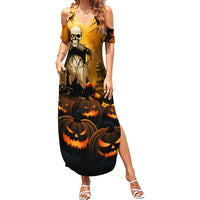 Happy Halloween Party Family Matching Summer Maxi Dress and Hawaiian Shirt - Wonder Print Shop
