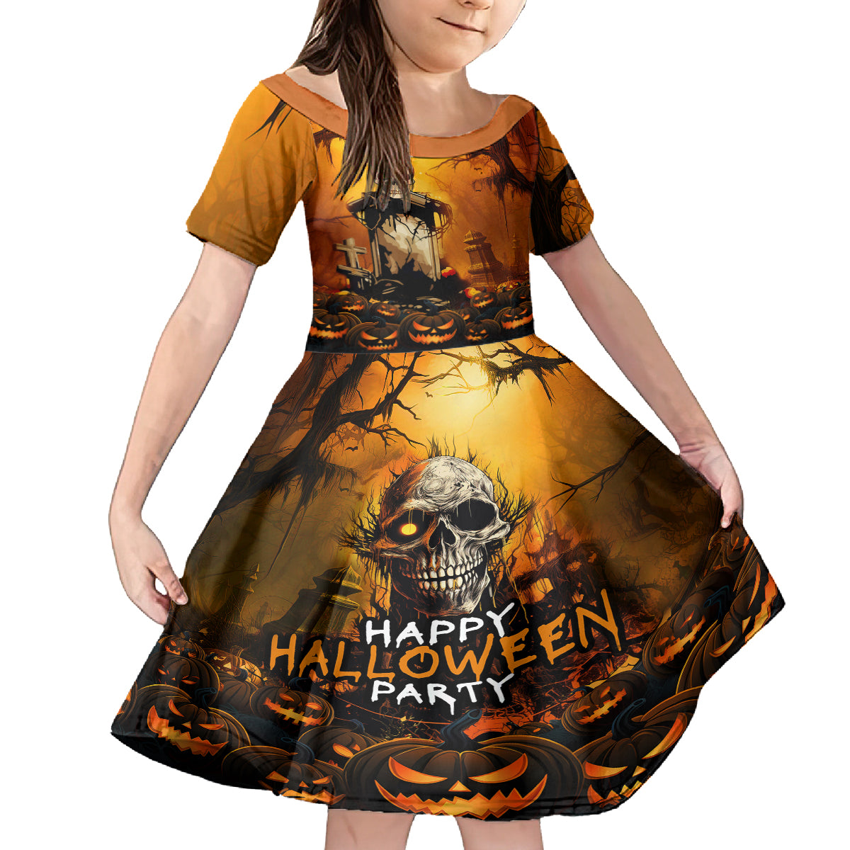 Happy Halloween Party Family Matching Tank Maxi Dress and Hawaiian Shirt - Wonder Print Shop