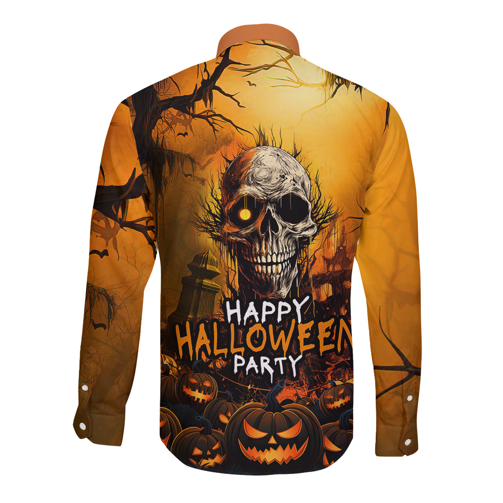 Happy Halloween Party Long Sleeve Button Shirt - Wonder Print Shop