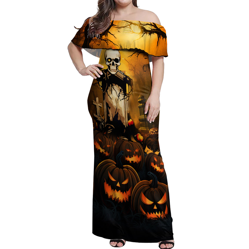 Happy Halloween Party Off Shoulder Maxi Dress - Wonder Print Shop