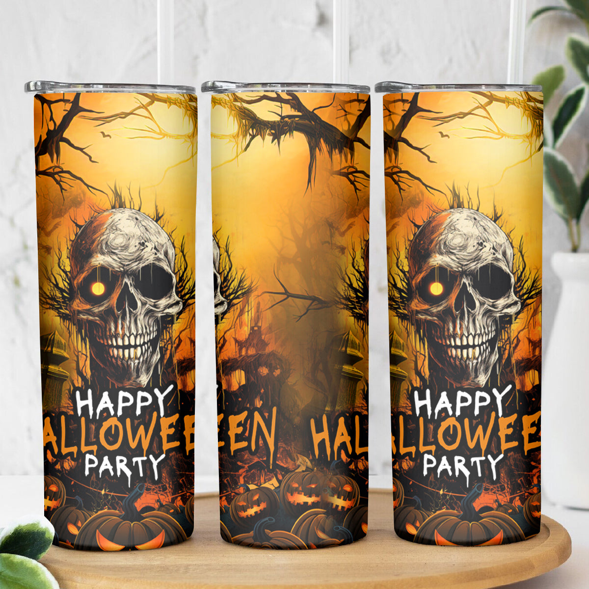 Happy Halloween Party Skinny Tumbler - Wonder Print Shop