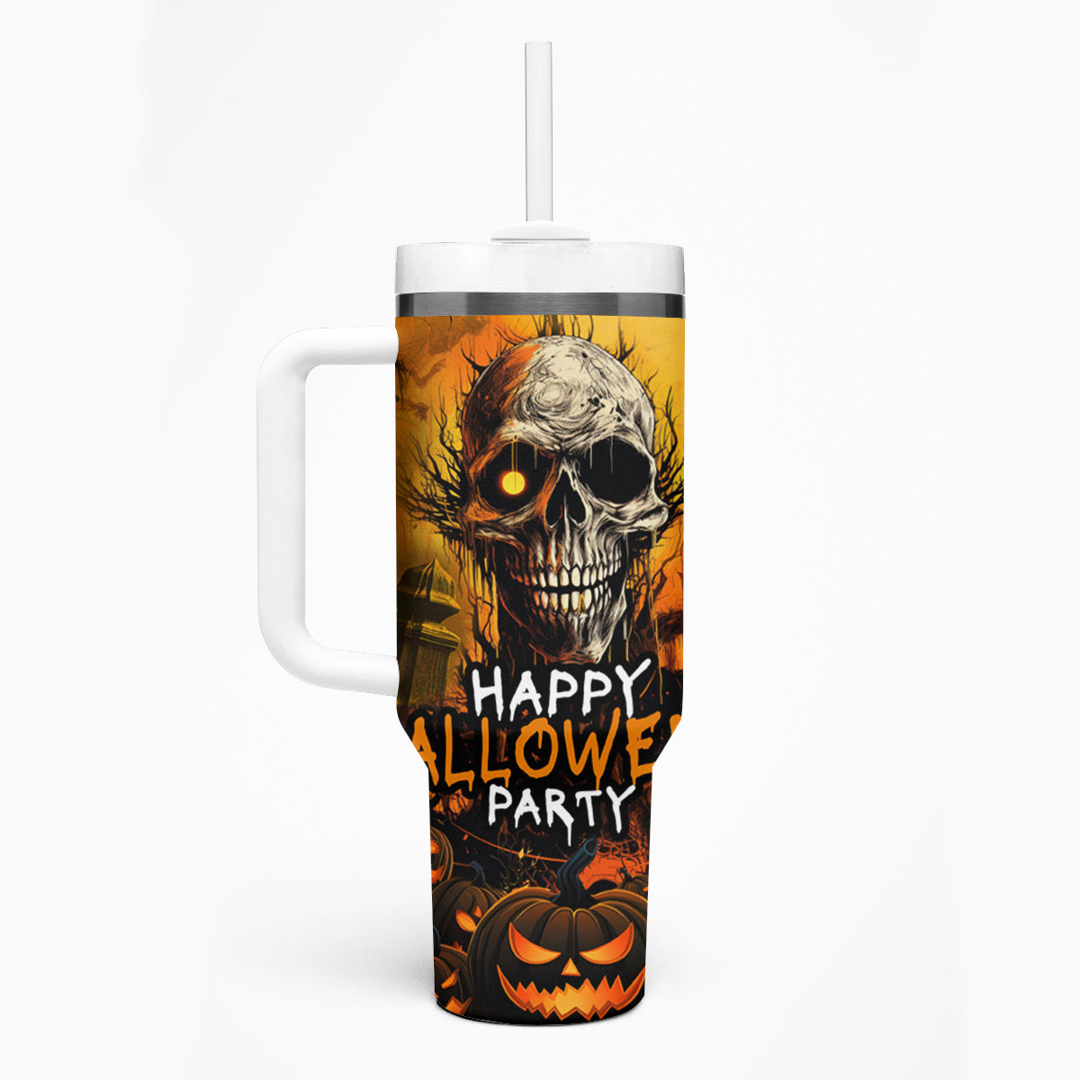 Happy Halloween Party Tumbler With Handle - Wonder Print Shop