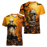 Happy Halloween Party Women V Neck T Shirt - Wonder Print Shop