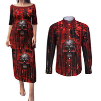 If You Kick Me When I'm Down You Better Pray I Don't Get Up Skull Couples Matching Puletasi Dress and Long Sleeve Button Shirts - Wonder Print Shop
