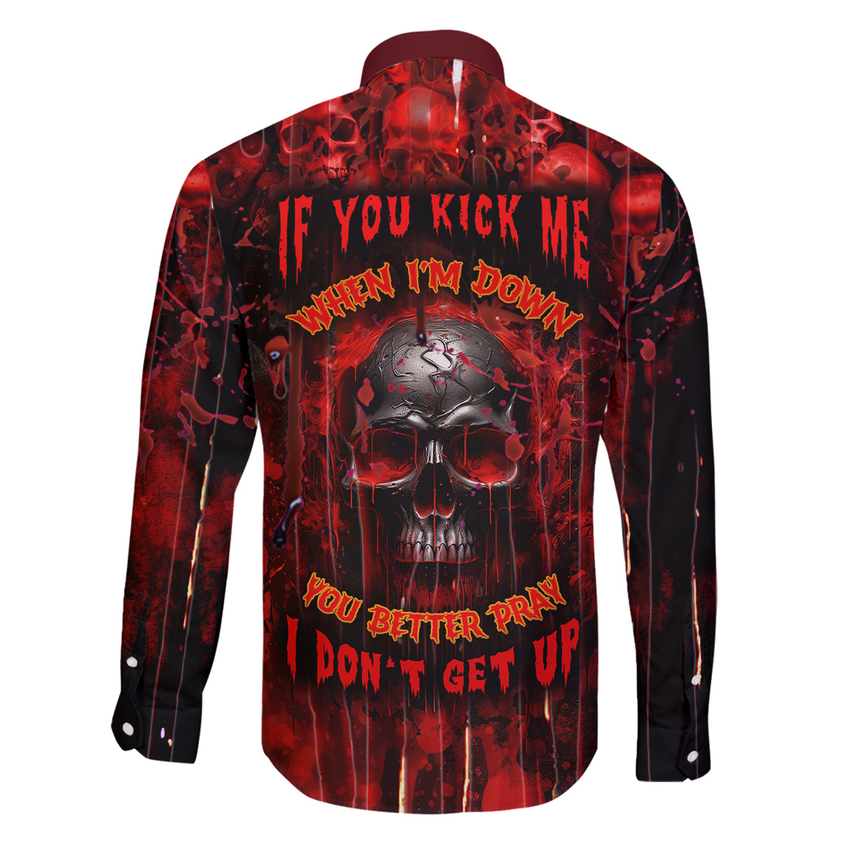 If You Kick Me When I'm Down You Better Pray I Don't Get Up Skull Family Matching Long Sleeve Bodycon Dress and Hawaiian Shirt - Wonder Print Shop