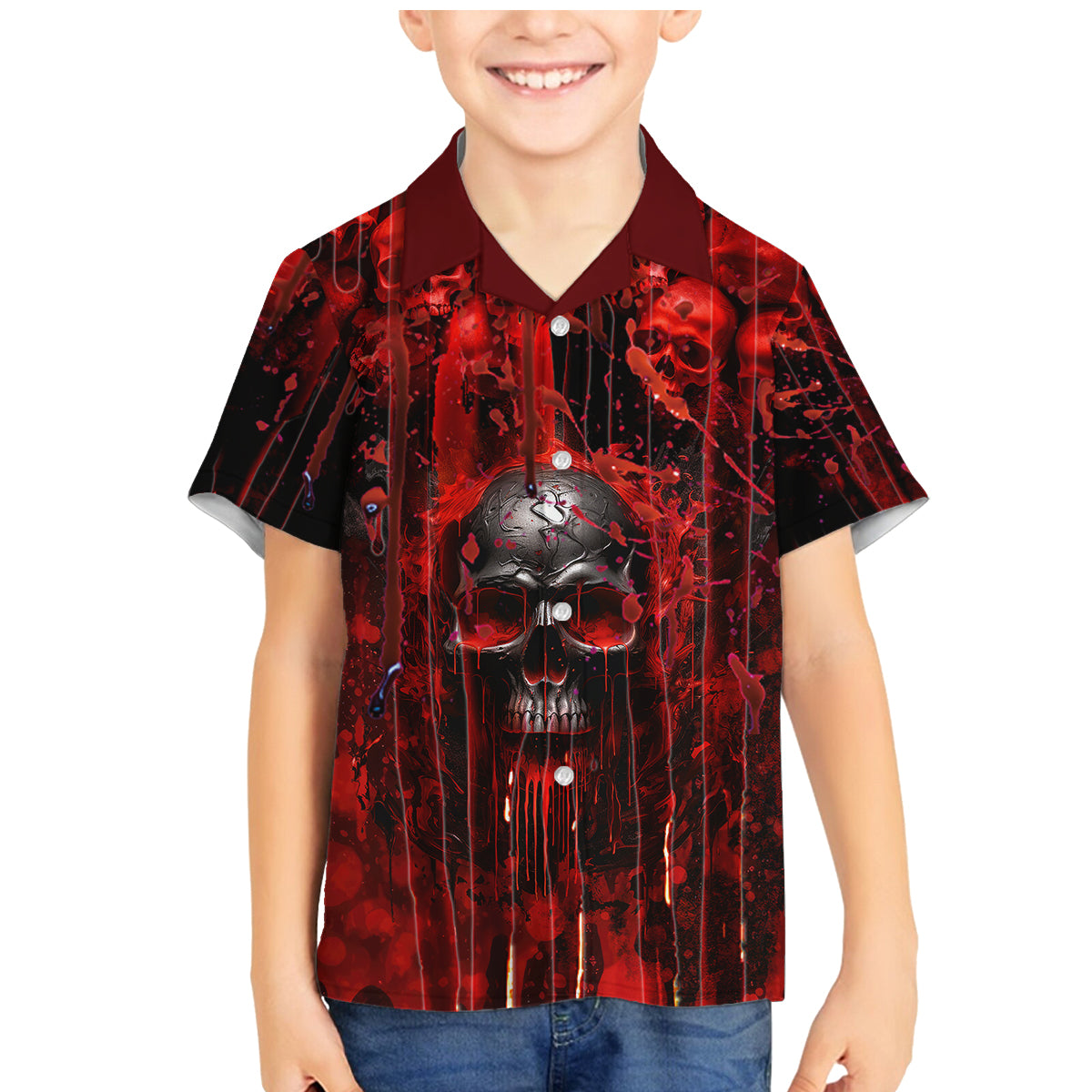 If You Kick Me When I'm Down You Better Pray I Don't Get Up Skull Family Matching Mermaid Dress and Hawaiian Shirt - Wonder Print Shop