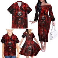 If You Kick Me When I'm Down You Better Pray I Don't Get Up Skull Family Matching Off Shoulder Long Sleeve Dress and Hawaiian Shirt - Wonder Print Shop