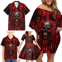 If You Kick Me When I'm Down You Better Pray I Don't Get Up Skull Family Matching Off Shoulder Short Dress and Hawaiian Shirt - Wonder Print Shop