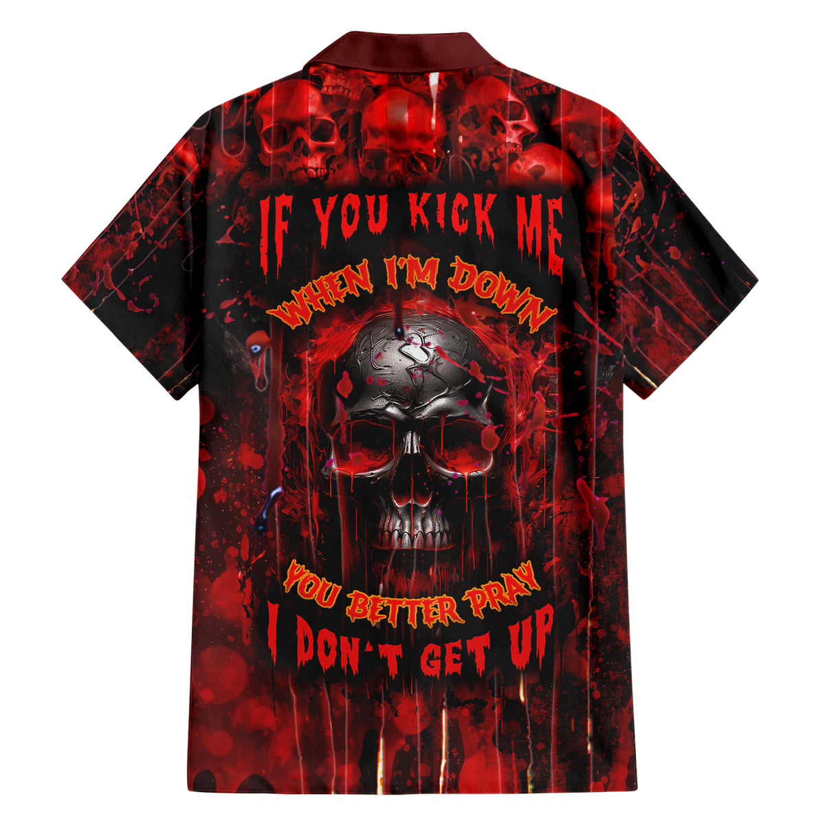 If You Kick Me When I'm Down You Better Pray I Don't Get Up Skull Family Matching Short Sleeve Bodycon Dress and Hawaiian Shirt - Wonder Print Shop