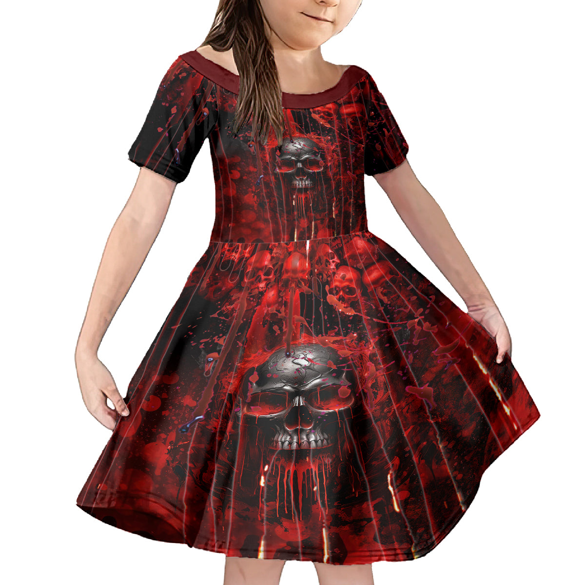 If You Kick Me When I'm Down You Better Pray I Don't Get Up Skull Kid Short Sleeve Dress - Wonder Print Shop