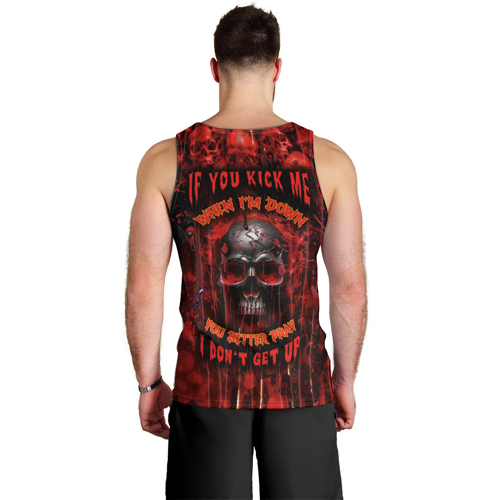 If You Kick Me When I'm Down You Better Pray I Don't Get Up Skull Men Tank Top - Wonder Print Shop