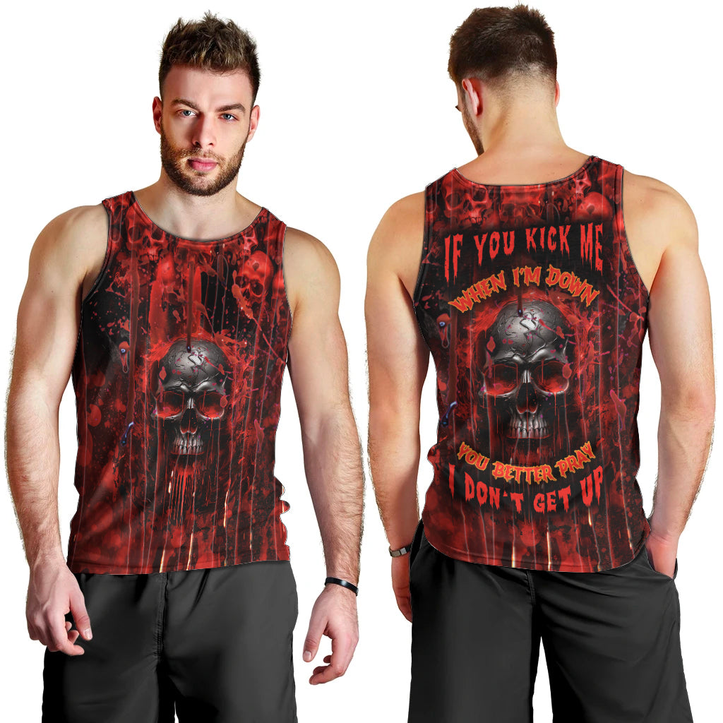 If You Kick Me When I'm Down You Better Pray I Don't Get Up Skull Men Tank Top - Wonder Print Shop