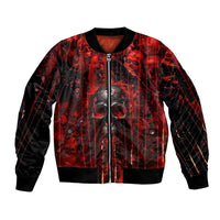 If You Kick Me When I'm Down You Better Pray I Don't Get Up Skull Sleeve Zip Bomber Jacket - Wonder Print Shop