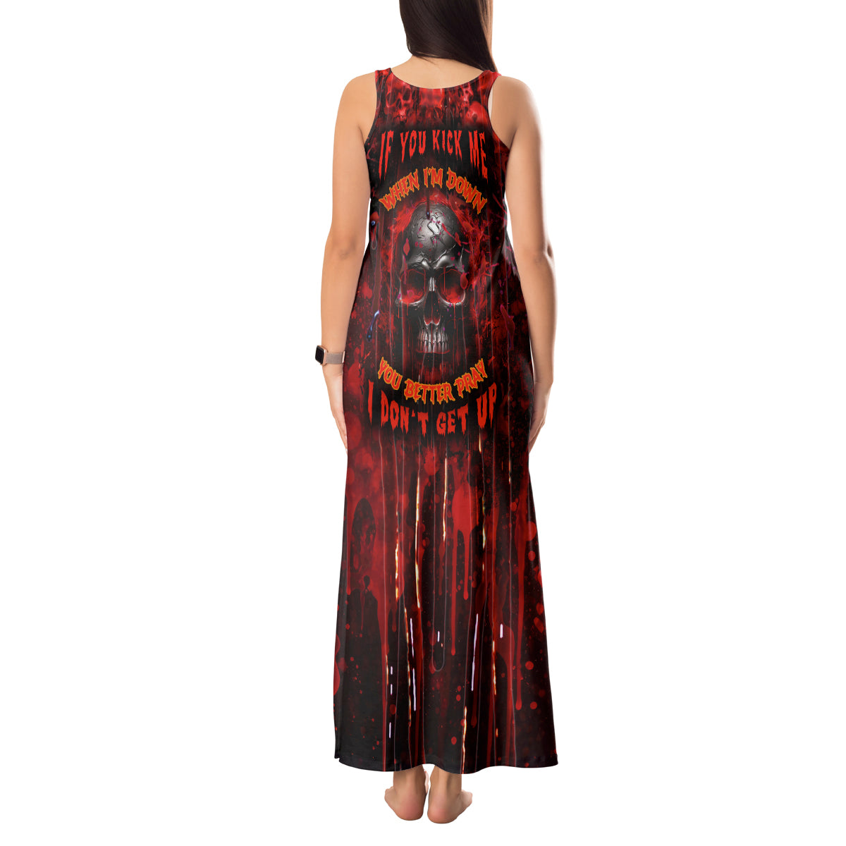 If You Kick Me When I'm Down You Better Pray I Don't Get Up Skull Tank Maxi Dress - Wonder Print Shop
