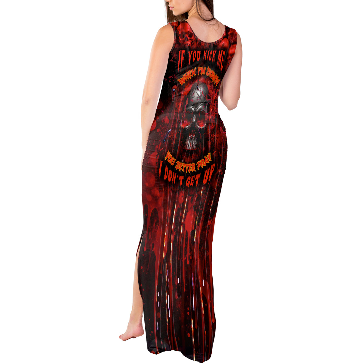 If You Kick Me When I'm Down You Better Pray I Don't Get Up Skull Tank Maxi Dress - Wonder Print Shop