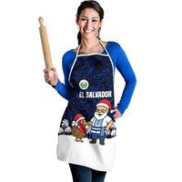 El Salvador Christmas Apron with Santa Claus Turkey Fireworks Palm Trees and National Emblem Design - Wonder Print Shop