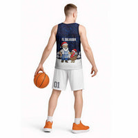 El Salvador Christmas Basketball Jersey with Santa Claus Turkey Fireworks Palm Trees and National Emblem Design - Wonder Print Shop