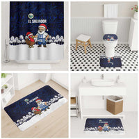 El Salvador Christmas Bathroom Set with Santa Claus Turkey Fireworks Palm Trees and National Emblem Design - Wonder Print Shop